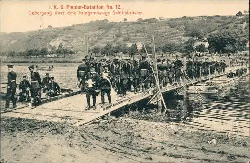 Militär 1.WK I. K. S. Pionier-Bataillon No. 12. Notbrücke 1916