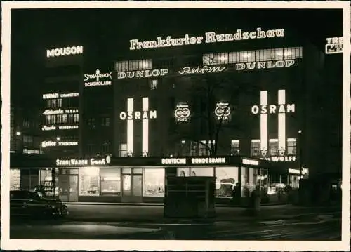 Ansichtskarte Frankfurt am Main Hauptwache bei Nacht Leuchtreklame 1960