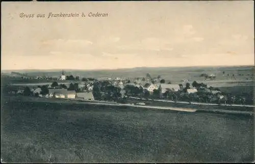 Ansichtskarte Frankenstein-Oederan Blick auf die Stadt 1916