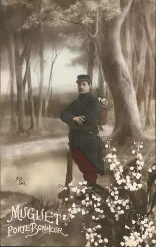 .Frankreich Patriotika France Soldat im Wald Militaria Fotokunst 1916