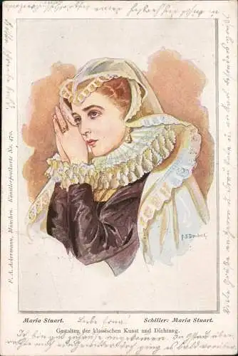 Ansichtskarte  Friedrich Schiller Maria Stuart. Künstlerkarte 1897