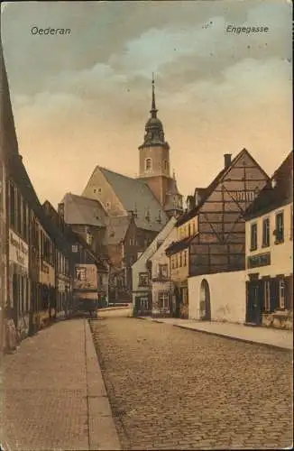 Ansichtskarte Oederan Engegasse - Stimmungsbild 1922