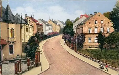 Ansichtskarte Oederan Nachmittagsfriede. Bahnhofstraße. Photochromie 1922
