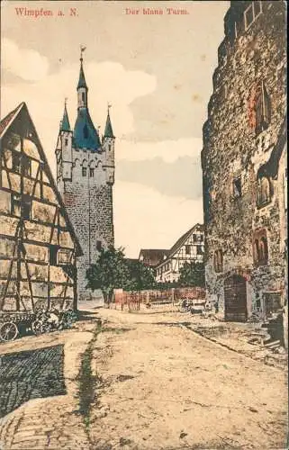 Ansichtskarte Bad Wimpfen Der blaue Turm, Straßenpartie - Künstlerkarte 1908