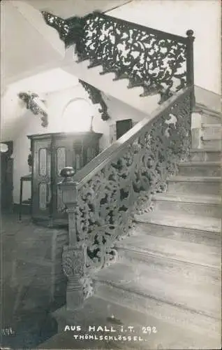 Hall in Tirol Solbad Hall Thömlschlössel, Treppenaufgang - Fotokarte 1910
