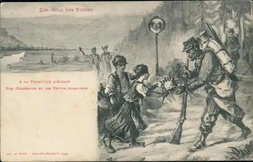 .Frankreich Künstlerkarte LES COLS DES VOSGES A LA FRONTIÈRE D'ALSACE 1909