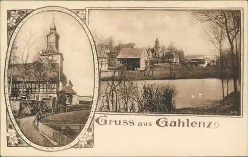 Ansichtskarte Gahlenz-Oederan 2 Bild: Kirche, Stadtpartie 1912