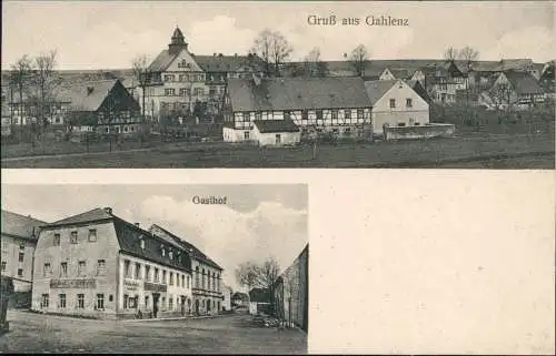 Ansichtskarte Gahlenz-Oederan 2 Bild: Stadt und Gasthof 1913