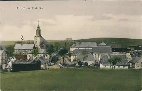 Ansichtskarte Gahlenz-Oederan Dorfpartie - colorierte AK 1928