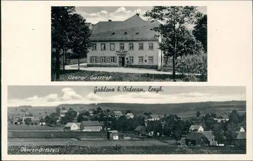 Ansichtskarte Gahlenz-Oederan 2 Bild: Oberer Gasthof - Totale 1934