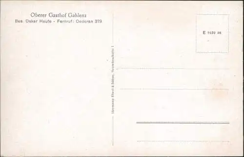 Ansichtskarte Gahlenz-Oederan 2 Bild: Oberer Gasthof - Totale 1934