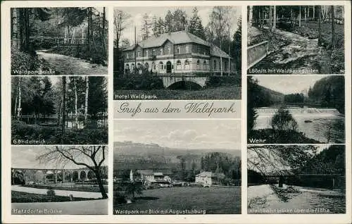 Augustusburg Erzgebirge Waldparkbrücke Hotel Waldpark u.v.m. 1937