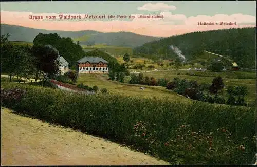 Ansichtskarte Metzdorf-Leubsdorf (Sachsen) Waldpark Lössnitztal Gasthof 1911
