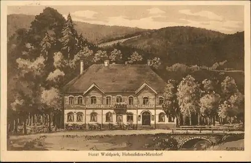 Metzdorf-Leubsdorf (Sachsen) Hotel Waldpark, Hohenfichte Künstlerkarte 1932