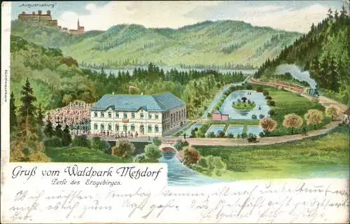 Metzdorf-Leubsdorf (Sachsen) Restaurant Waldpark Augustusburg Litho AK 1905