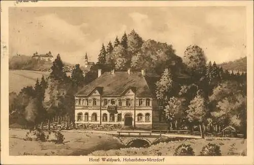 Metzdorf-Leubsdorf (Sachsen) Hotel Waldpark, Hohenfichte Künstlerkarte 1929