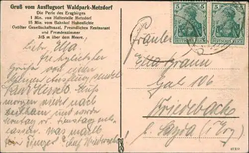 Metzdorf-Leubsdorf (Sachsen)  Ausflugsort Waldpark-Metzdorf Erzgbirges 1910