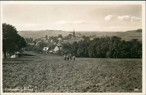 Frankenstein-Oederan Panorama-Ansicht, Personen auf dem Felde 1910