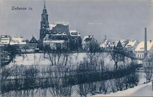 Ansichtskarte Oederan Panorama-Ansicht Blick zur Kirche 1920
