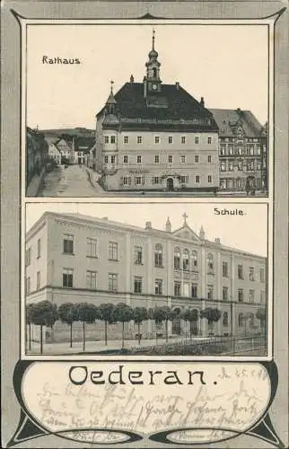 Ansichtskarte Oederan Mehrbildkarte Rathaus Ratskeller Schule 1906