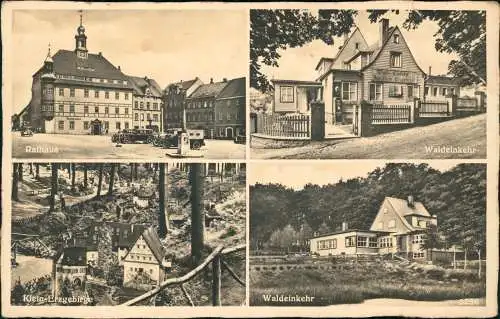 Oederan Mehrbild-AK mit Klein Erzgebirge Waldeinkehr Rathaus 1940