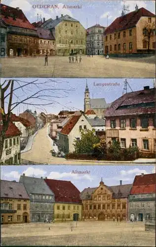 Ansichtskarte Oederan Mehrbild-AK mit Altmarkt und Langestraße 1904  Bahnpost