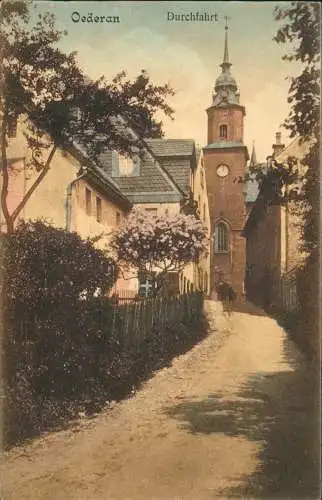 Ansichtskarte Oederan Durchfahrt zur Kirche 1910