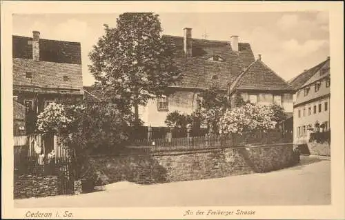 Ansichtskarte Oederan Häuser Partie an der Freiberger Straße 1910