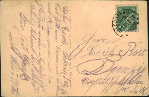 Ansichtskarte Oederan 3 Bild Hotel zum Hirsch Saal, Billard 1925