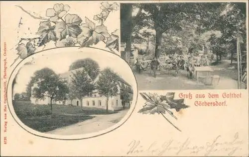 Ansichtskarte Görbersdorf-Oederan 2 Bild Gasthof und Garten 1909