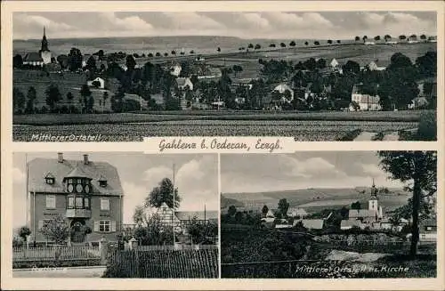 Ansichtskarte Gahlenz-Oederan 3 Bild: Mittlerer Ortsteil, Rathaus 1934