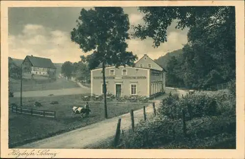 Ansichtskarte Oederan Restaurant Hetzdorfer Schweiz, Kühe 1930