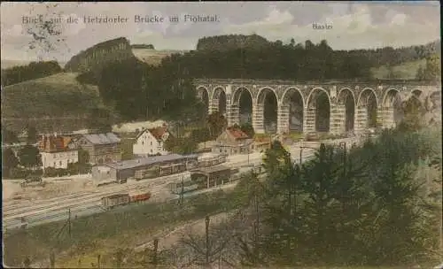 Hetzdorf-Flöha (Sachsen) Bahnhof Hetzdorfer Brücke im Flöhatal. 1917