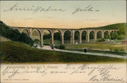Ansichtskarte Hetzdorf-Flöha (Sachsen) Flöhatalbrücke b. Oederan. 1905