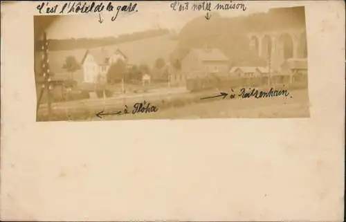Ansichtskarte Hetzdorf-Flöha (Sachsen) Bahnhof u. Hotel 1909 Privatfoto