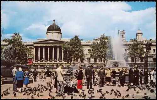 Postcard London Trafalgar Square and National Gallery 1965
