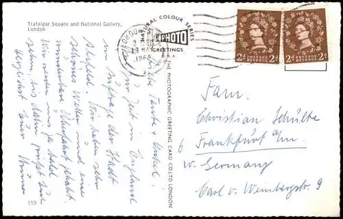 Postcard London Trafalgar Square and National Gallery 1965