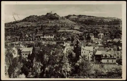 Bad Blankenburg Panorama-Ansicht Blick zur Ruine Greifenstein 1952