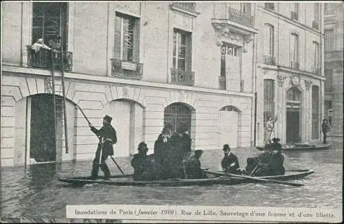 CPA Paris Inodations Rue de Lille - Hochwasser Unglück 1910