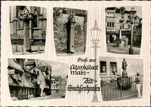 Ansichtskarte Sachsenhausen-Frankfurt am Main Mehrbild Brunnen 1965