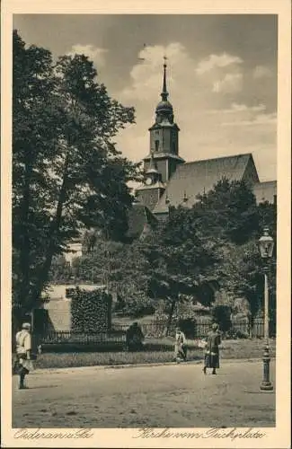 Ansichtskarte Oederan Kirche vom Teichplatz 1924