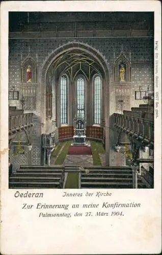 Ansichtskarte Oederan Stadtkirche Zur Erinnerung an meine Konfirmation 1904