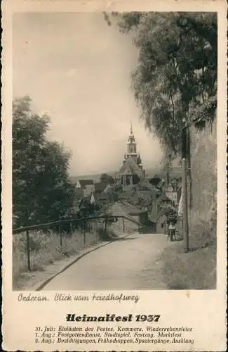 Ansichtskarte Oederan Blick vom Friedhofsweg - Heimatfest 1937 Heimatfest 1937