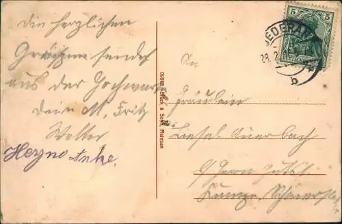 Ansichtskarte Oederan Blick auf die Stadt 1916 coloriert