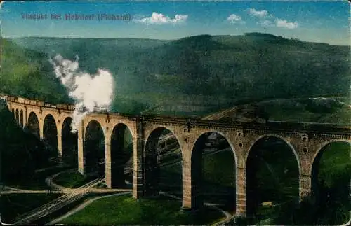 Ansichtskarte Hetzdorf-Flöha (Sachsen) Viadukt, Dampflokomotive 1917