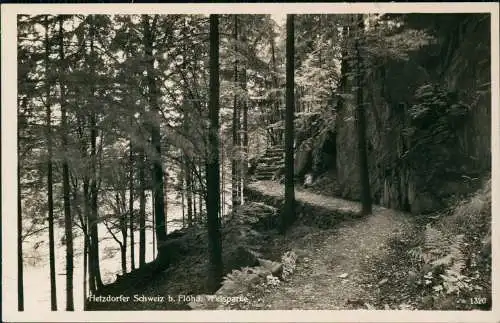 Ansichtskarte Flöha (Sachsen) Hetzdorfer Schweiz Felspartie 1932