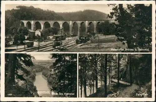 Flöha (Sachsen) Hetzdorfer Brücke u. Bahnhof Umland 3 Bild 1939  Landpoststempel