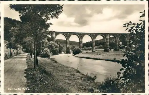 Ansichtskarte Hetzdorf-Flöha (Sachsen) Hetzdorfer Bricke, Fluß, Weg 1937