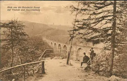 Hetzdorf Flöha (Sachsen) Hetzdorfer Bastei auf Viadukt und Augustusburg 1923