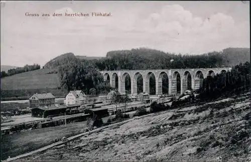 Ansichtskarte Hetzdorf-Flöha (Sachsen) Viadukt Bahnhof 1907